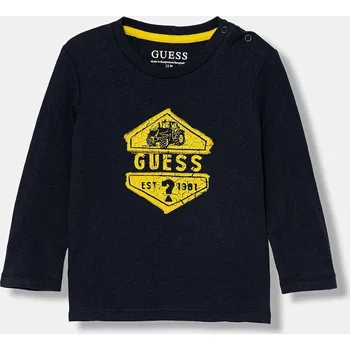 Chlapecké oblečení Dětské bavlněné tričko s dlouhým rukávem Guess N6RI19.K8HM4.PPY2 námořnická modř 59X, vel. 105-112