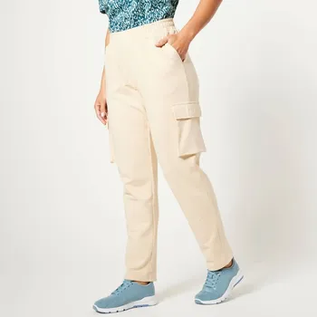 Dámské kalhoty Jogging sportovní kalhoty s kapsami písková 38/40