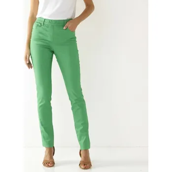 Dámské kalhoty Strečové dlouhé kalhoty v členitém střihu zelená 48