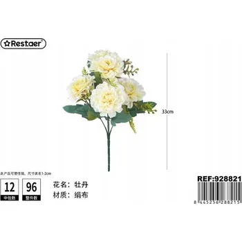 umělá květina Rest.aer - Kytice 5 hlav pivoněk, 32 cm