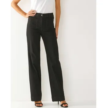 Dámské džíny Široké džíny s vysokým pasem pro postavu 160 až 165 cm sepraná černá 42