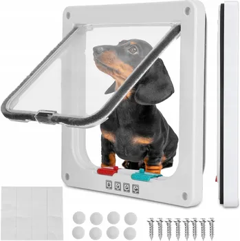 Obraz KYVNÉ DVEŘE PRO KOČKY PSA OBOUSTRANNÉ S KLAPKOU 4 REŽIMY 4WAY L + ŠABLONA