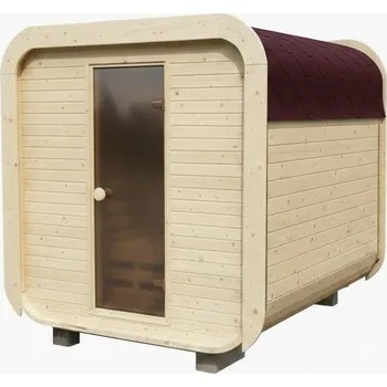 Sauna Sauna Quadro 200x200 cm (4-6 osob) BARVA DVEŘÍ: Bronzová, STŘEŠNÍ KRYTINA: Bordó