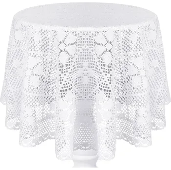 Stolování Jedeka Kulatý háčkovaný bavlněný ubrus na stůl bílý 160 cm