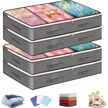 Úložný box 4x ORGANIZÉR NA POVLEČENÍ PEŘINU OBAL KONTEJNER Oblečení Pod Postel 100x50