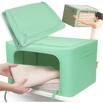 Úložný box ORGANIZÉR, ÚLOŽNÝ BOX S KOSTRUKCÍ 66L ZELENÝ VELKÝ NA OBLEČENÍ, HRAČKY, POVLEČENÍ