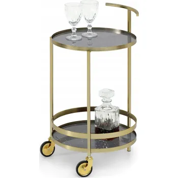 Konferenční stolek Konferenční stolek Mebel-Partner kulatý 40 x 40 x 74 cm, odstíny šedé, zlatý