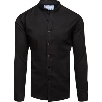 Pánská móda Pánská neformální košile černá se stojáčkem