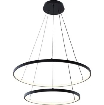 Černé závěsné LED svítidlo 2 kruhy BRENO 60 cm