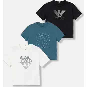 Chlapecké tričko Dětské bavlněné tričko Emporio Armani 3-pack EB001324.AF14503 tyrkysová 66X, vel. 82