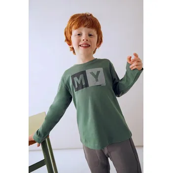 Bavlněné tričko s dlouhým rukávem Mayoral 173.5C.Mini.9BYA zelená 77X, vel. 140