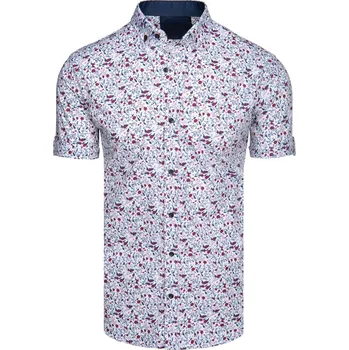 Pánská košile Pánská vzorovaná košile s krátkým rukávem DStreet bílá 3332049