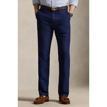 Dámské kalhoty Kalhoty s příměsí lnu Polo Ralph Lauren 710A13266 námořnická modř 59X, vel. 33/32