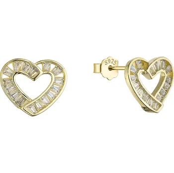 Náušnice Pozlacené náušnice srdíčka se zirkony 11749.1