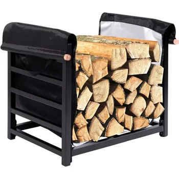 Stojan na dřevo ke krbu Hakan 40 x 45 x 32 cm černý