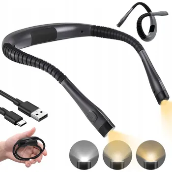Lampička LED LAMPičKA NA KRK PRO ČTENÍ KNIH - SILNÁ FLEXIBILNÍ SVÍTILNA NA BATERIE