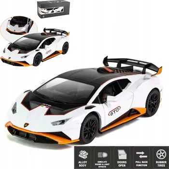 autíčko Kovový model auta v měřítku 1:24 Lamborghini Huracán STO Biały