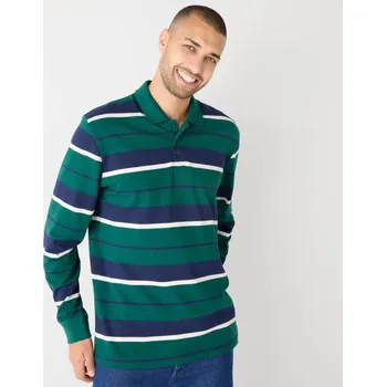 Dámské tričko Pruhované polo tričko s dlouhými rukávy, z piké úpletu lahvově zelená 117/126 (XXL)