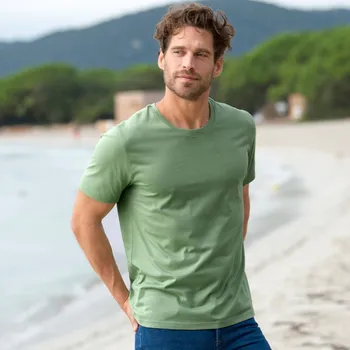 Pánské tričko Sada 3 triček s kulatým výstřihem a krátkými rukávy korálová+šalvějová+khaki 78/86