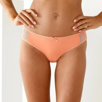 Kalhotky Sada 2 kalhotek midi z mikrovlákna a tylu meruňková 46/48