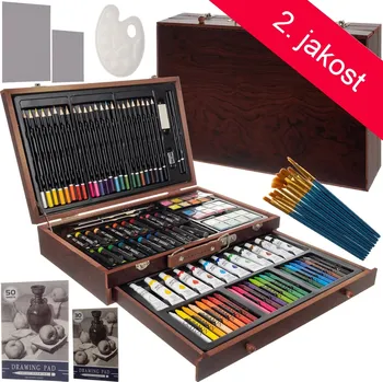 Výtvárné potřeby 2.JAKOST Malířská sada v dřevěném kufříku 129 ks Maaleo 21644