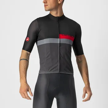 cyklistický dres dres Castelli A Blocco Jersey Light Black/Red-Dark Gray M