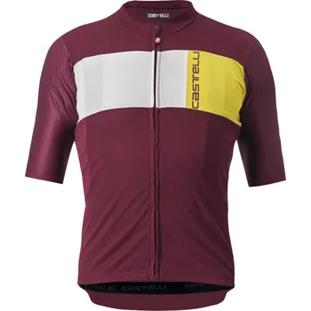cyklistický dres dres Castelli Prologo 7 Jersey Bordeaux/Ivory-Passion Fruit XL