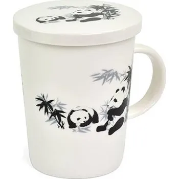 Royal Tea Porcelánový hrnek se sítkem bílý Panda