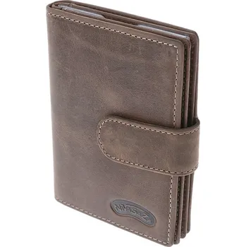 Obal na doklad Hnědé kožené pouzdro na doklady prostorné se zapínáním Nivasaža N124