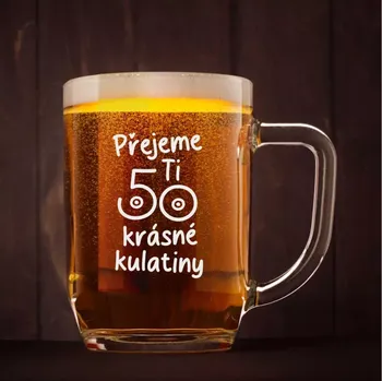 Sklenice Půllitr s pískovaným motivem "KRÁSNÉ KULATINY"