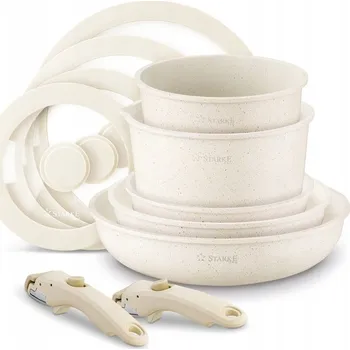 Sada nádobí Sada hrnců Starke Pro Compacti Cream hliníková, 9 ks