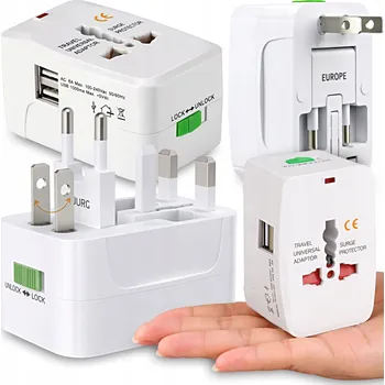 CESTOVNÍ ADAPTÉR ZÁSUVKY EU UK USA AU USB UNIVERZÁLNÍ