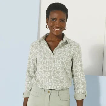 Dámská košile Košile ze šambré s potiskem khaki 52