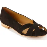 Kožené baleríny s otevřenou špičkou černá 39