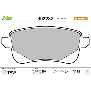 Brzdová destička Sada brzdových destiček, kotoučová brzda VALEO 302232