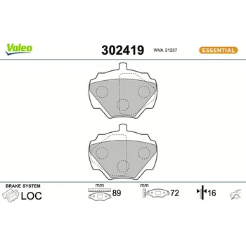 Brzdová destička Sada brzdových destiček, kotoučová brzda VALEO 302419