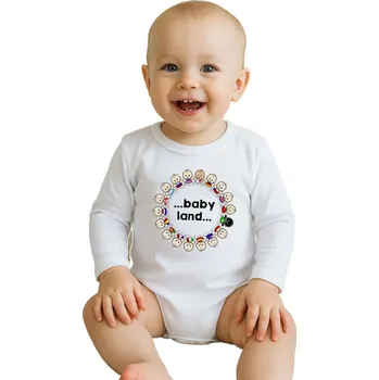 Kojenecký body Dětské body s potiskem New Baby ...baby land... Bílá 62 (3-6m)