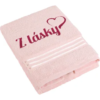Ručník Brotex Froté ručník 50x100 cm 500g Linie růžová s výšivkou Z lásky