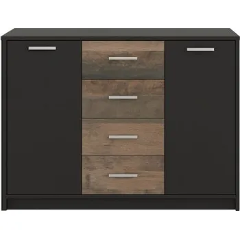 Komoda VerDesign LILIAN NEW kombinovaná komoda, antracit/dub grunge colonial