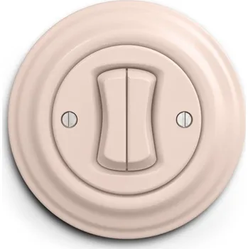 Zabezpečovací technika Kliklap - Retro dvojité tlačítko s rámečkem starorůžová