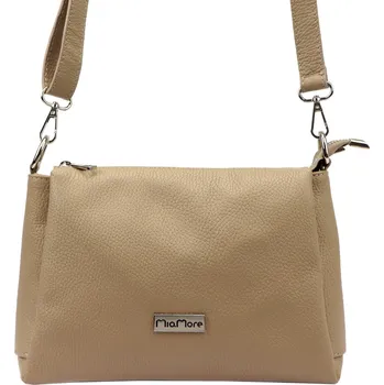 Kabelka Kožená crossbody kabelka MiaMore 01-002 písková