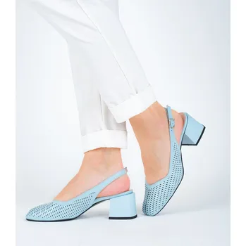 Dámské lodičky Dámské světle modré perforované lodičky s otevřenou patou Letizia Velikost: 37