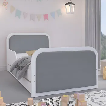 Dětská postel Dětská postel s čalouněním světle šedé barvy 160 x 80 cm