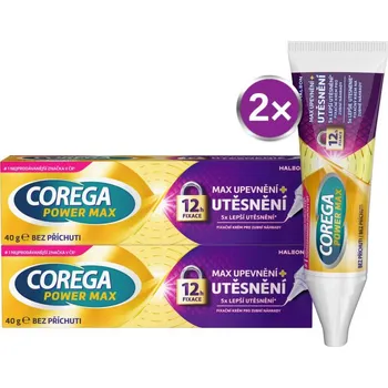 Péče o zubní náhradu Corega Power Max Upevnění + Utěsnění fixační krém na zubní protézu 40g - balení 2 ks
