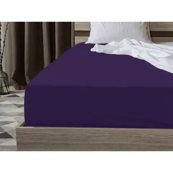 Bytový textil Jersey prostěradlo s lycrou tmavě fialové 180 x 200 cm