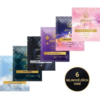 Nestandardní parfém Giovani Koncentrovaný parfém na prádlo VZORKY 7 ml/ks Počet kusů: 6 ks nejnovějších vůní