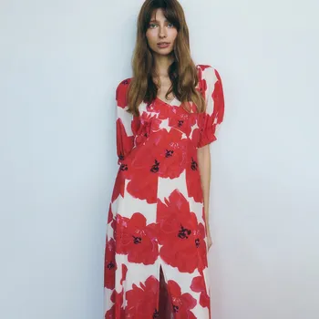 Dámské šaty Reserved - Midi šaty s balonovými rukávy - vícebarevná - 953BW-MLC - 953BW-MLC-XL-2