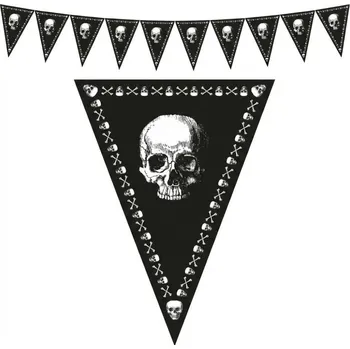 Plastová girlanda vlajková piráti lebka 5m