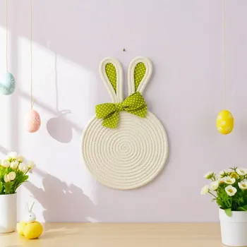 Velikonoční dekorace Zajíček se zelenkavou mašlí (velikonoční dekorace)
