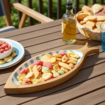 Servírovací Podnos Talíř / Mangové Dřevo Ryba 39cm